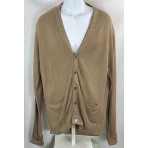 Vintage cardigan sweater L Lt brown button up pockets Classic grunge grandpa